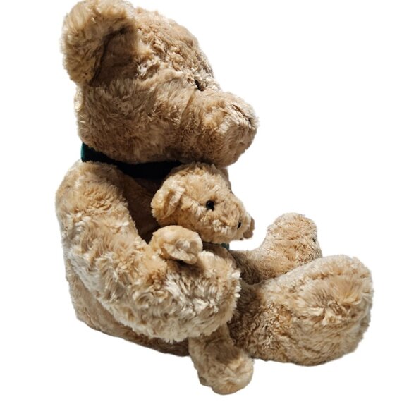 Vintage 2000 Chosun International Teddy Bear with Baby 25 inch Plush Green Bow - Picture 3 of 12